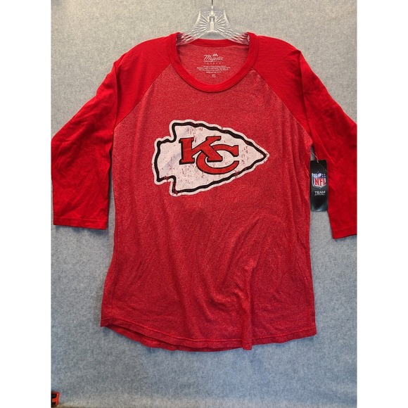 Majestic Tops - Majestic Threads Patrick Mahomes Womens 3/4 Sleeve Red Tshirt XL NWT